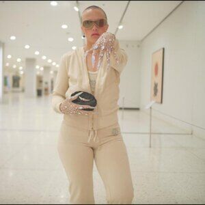 TWISTED HEART AMERICA 3 PIECE SWEAT SUIT SWAVORSKI RARE VINTAGE Y2K